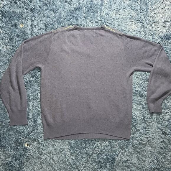 VINTAGE Striped V Neck Sweater Size XL Mens Retro Blue Puritan Preppy 90s - Picture 2 of 8
